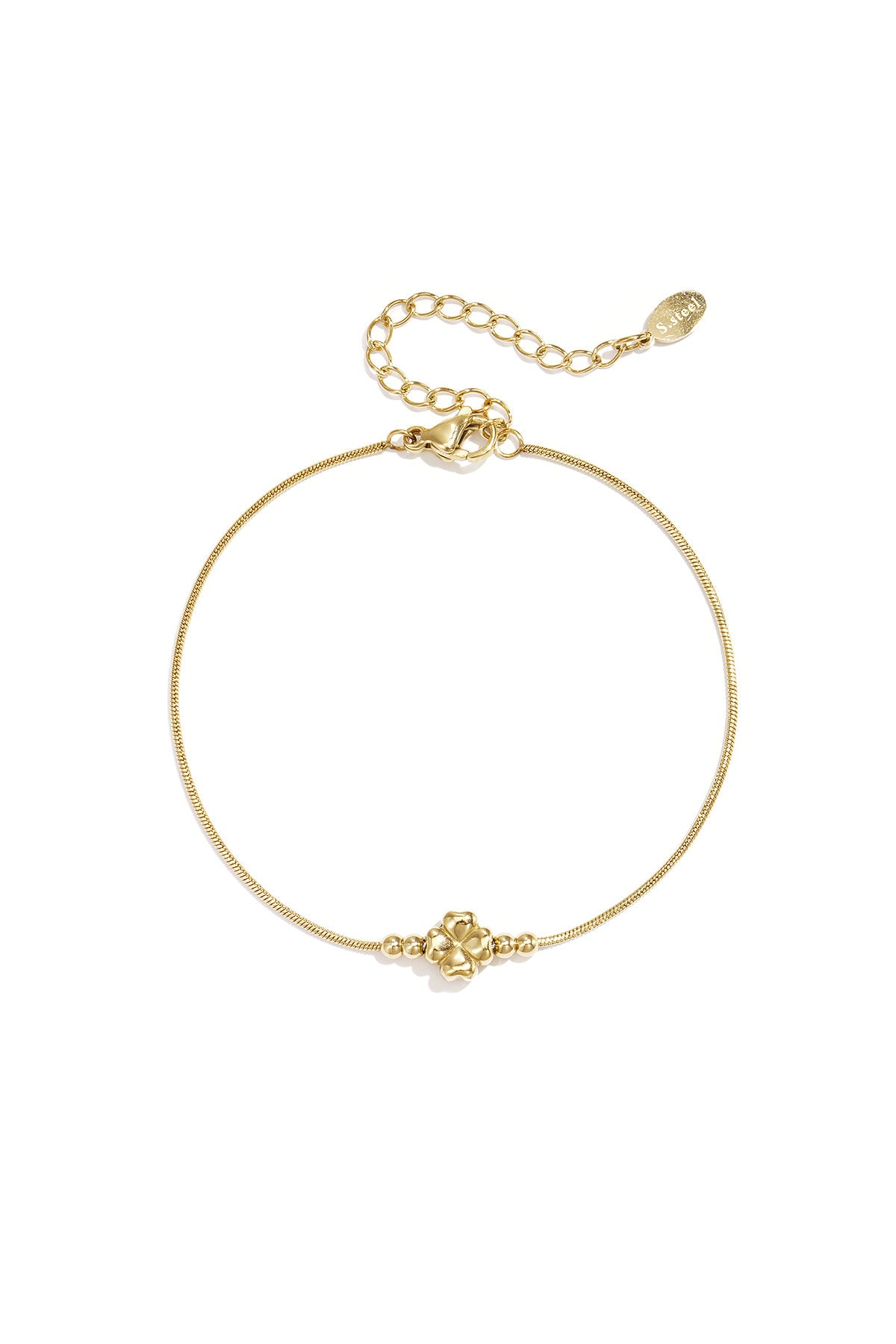 Bracelet minimaliste orné de trèfles et de perles
