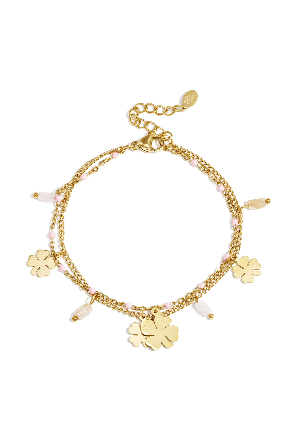 Bracelet avec breloques trèfle et perles