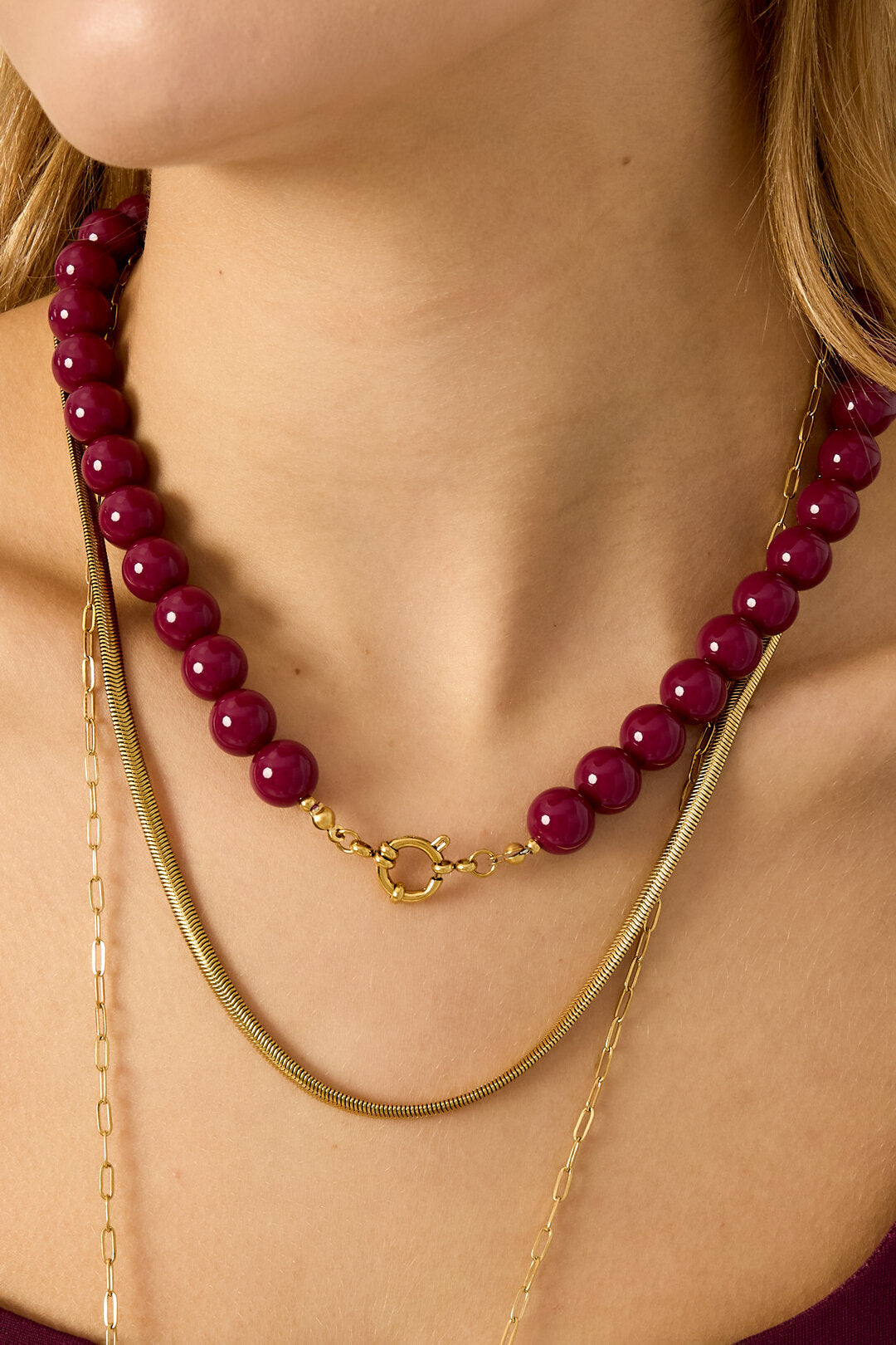 Collier de perles avec fermeture sur le devant - 12 mm