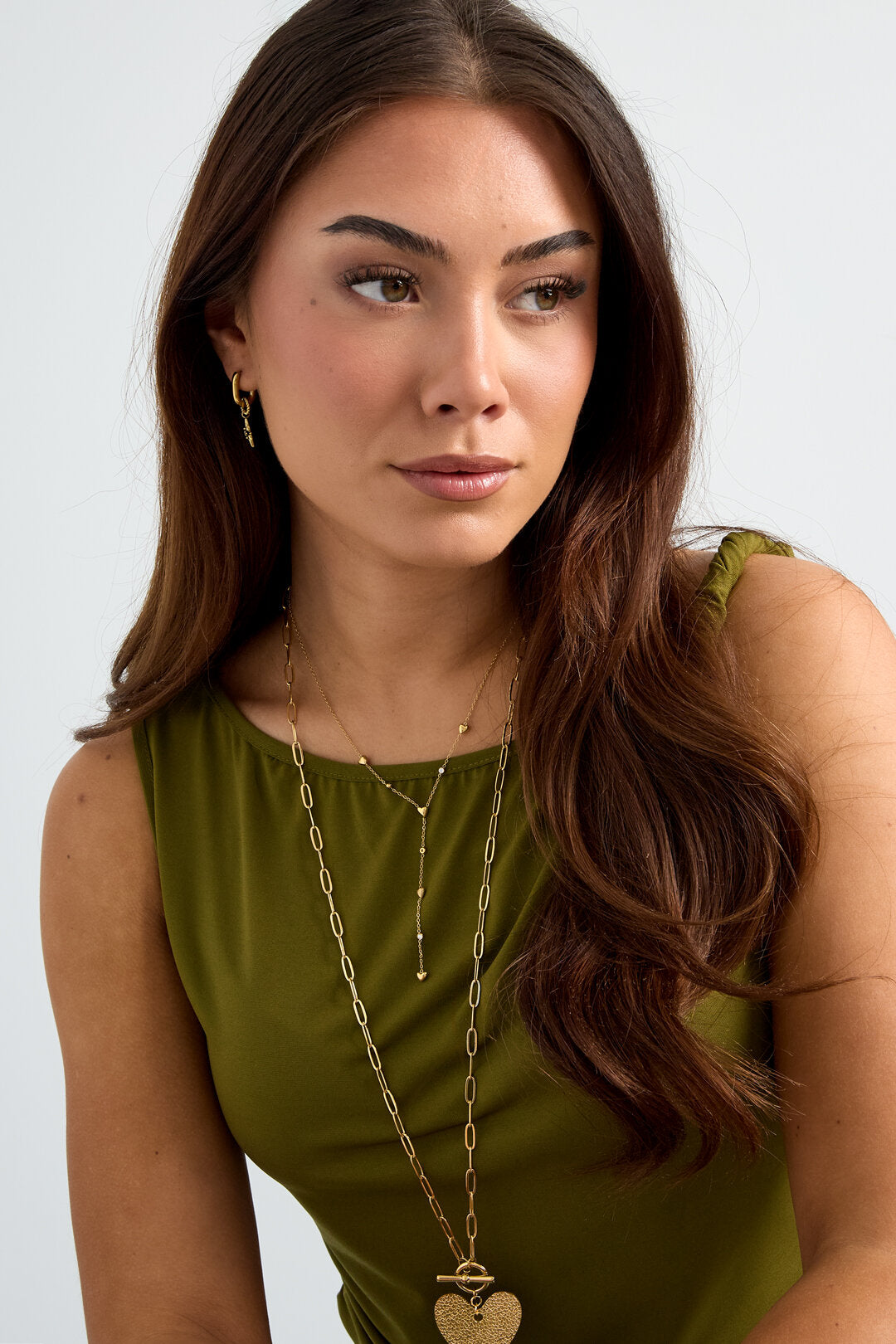 Collier en Y avec cœurs remplis