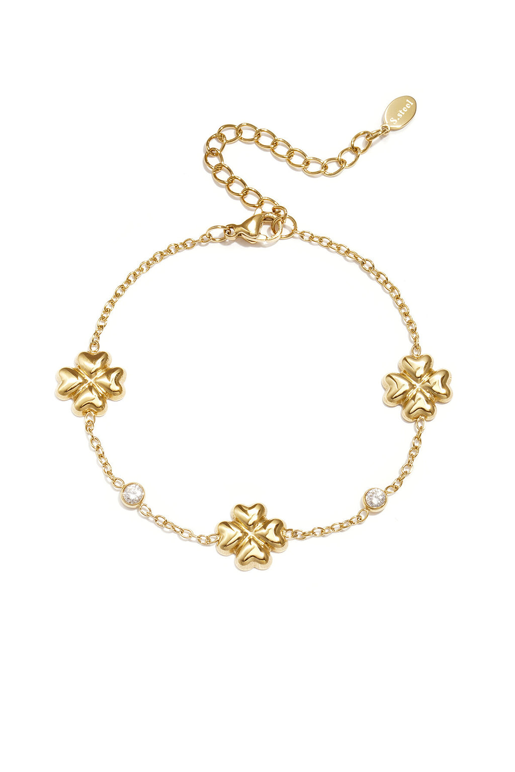 Bracelet trèfle avec pierres alternées