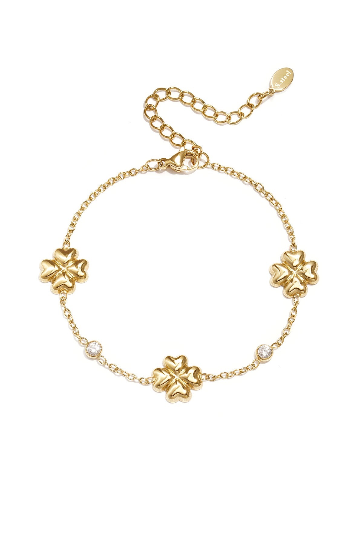 Bracelet trèfle avec pierres alternées
