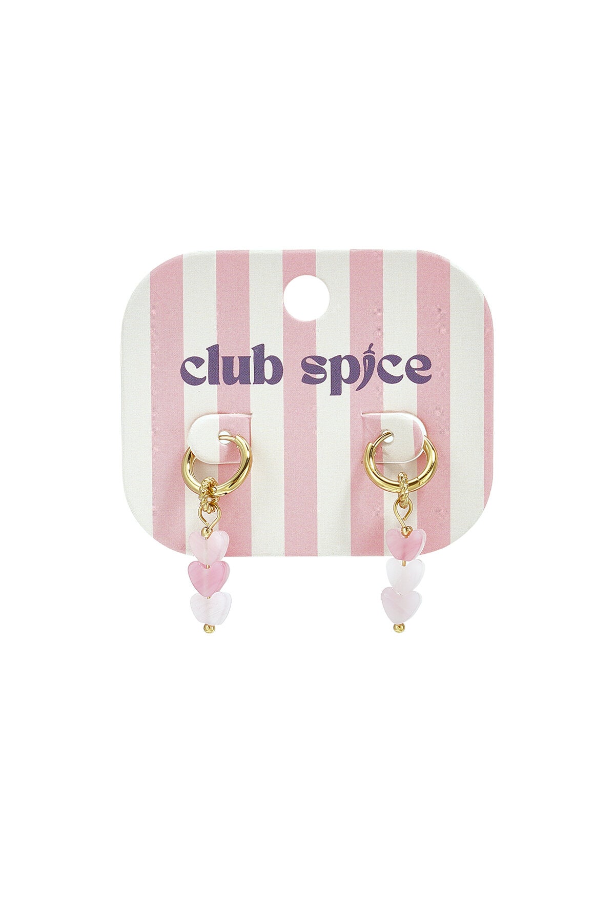 Petites boucles d'oreilles créoles avec 3 perles en forme de cœur
