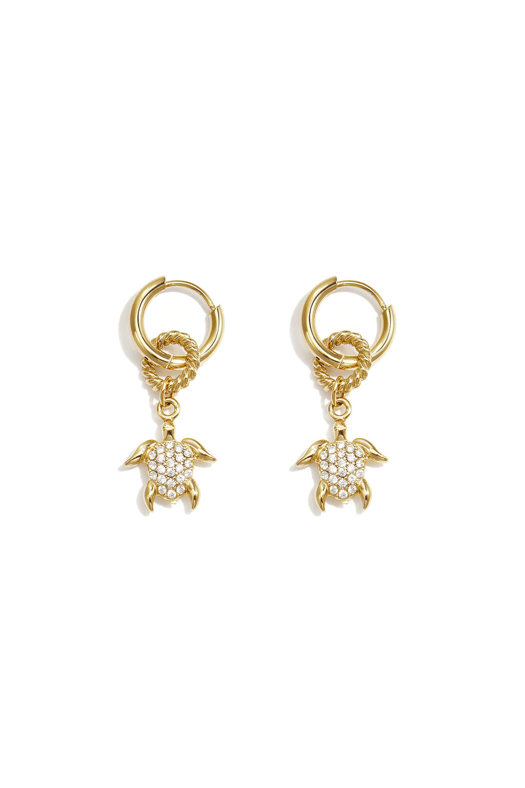 Boucles d'oreilles avec une tortue pendante