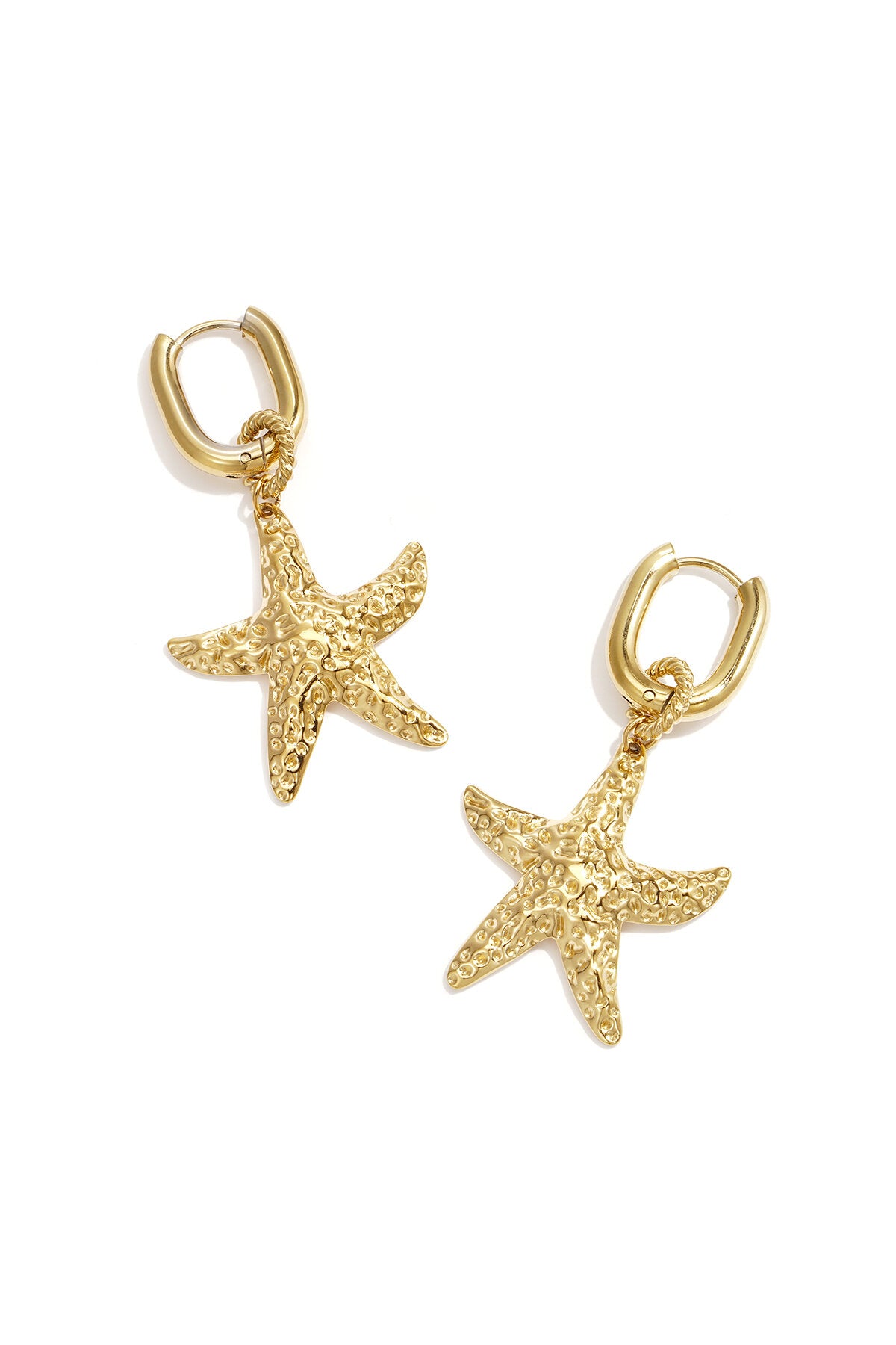 Boucles d'oreilles squovales avec pendentif étoile de mer