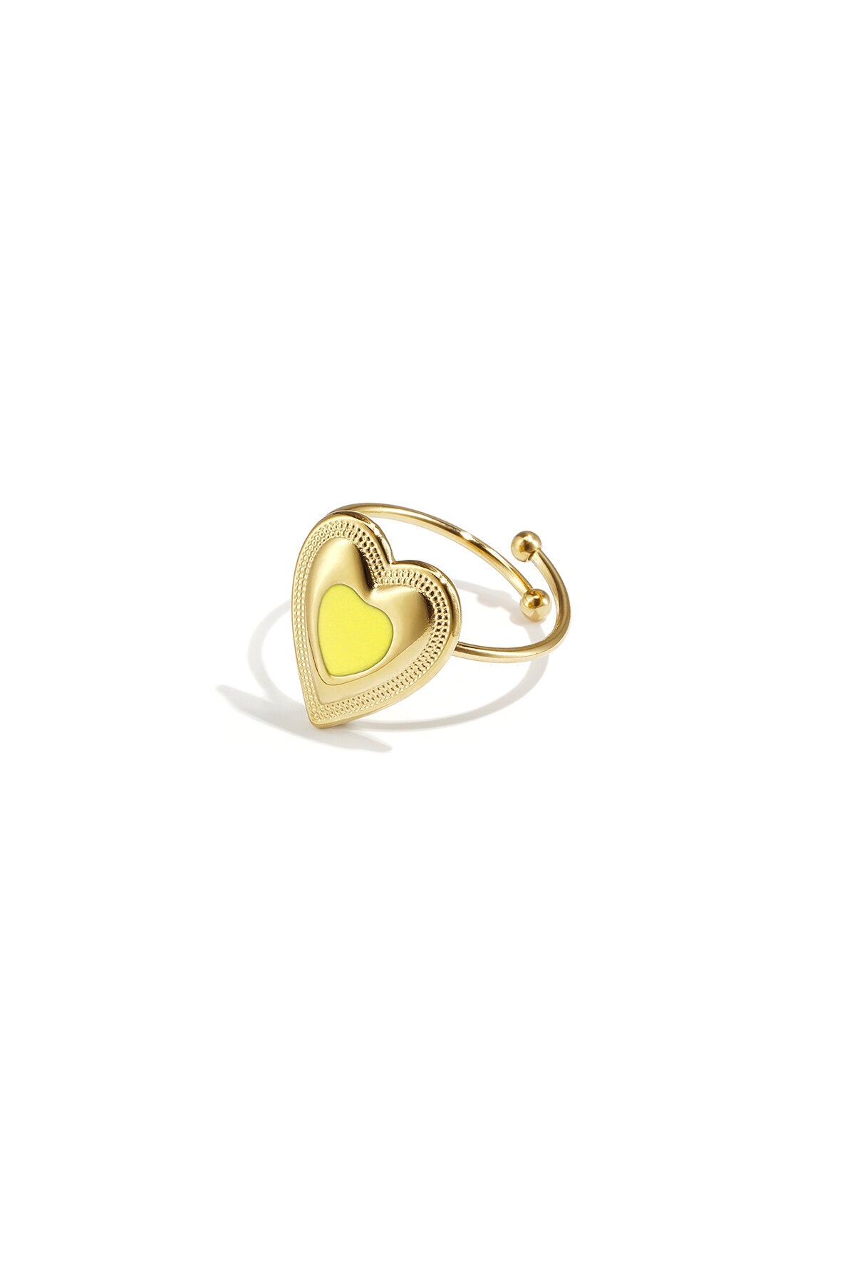 Bague ajustable avec cœur coloré