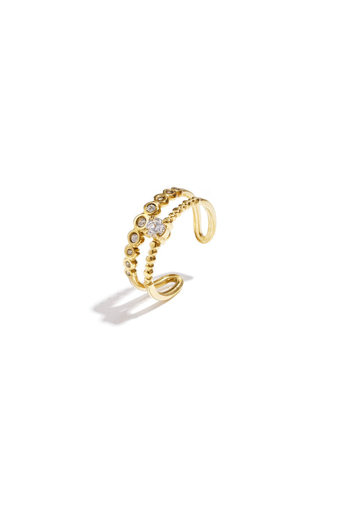 Bague double ajustable ornée de pierres