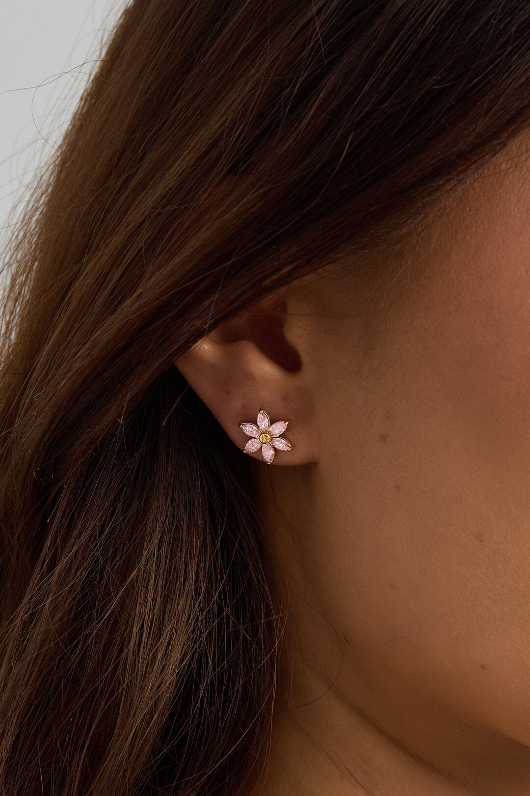 Boucles d'oreilles avec fleur en zircon