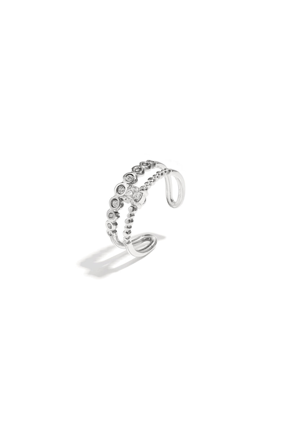 Bague double ajustable ornée de pierres