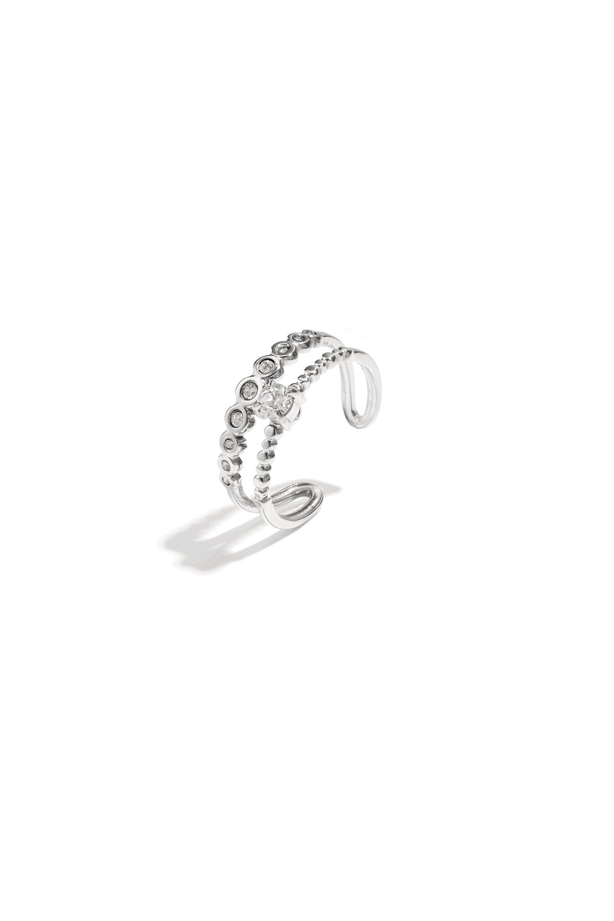 Bague double ajustable ornée de pierres