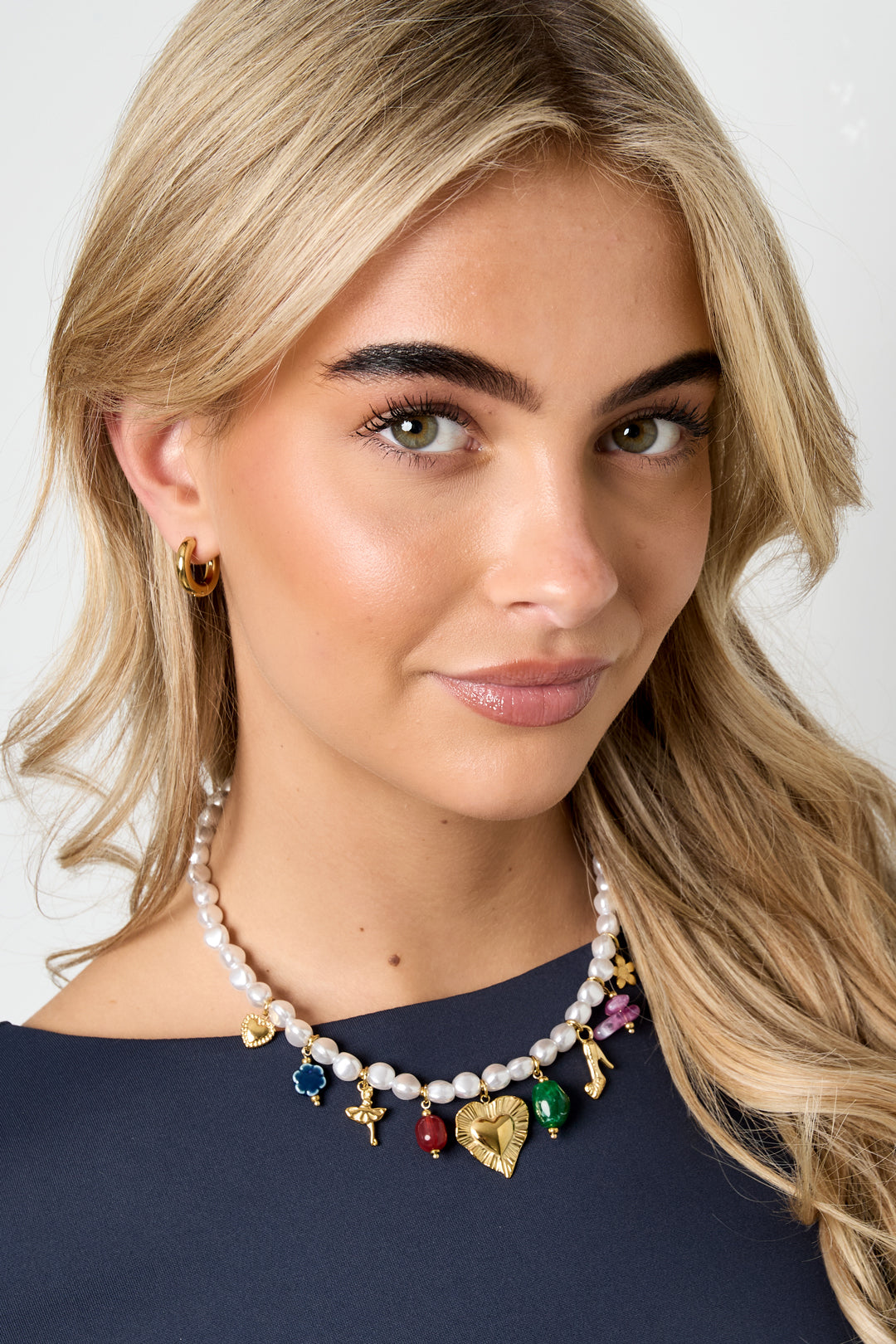 Colliers de perles d'imitation en forme de cœur, style décontracté, romantique, pour femme