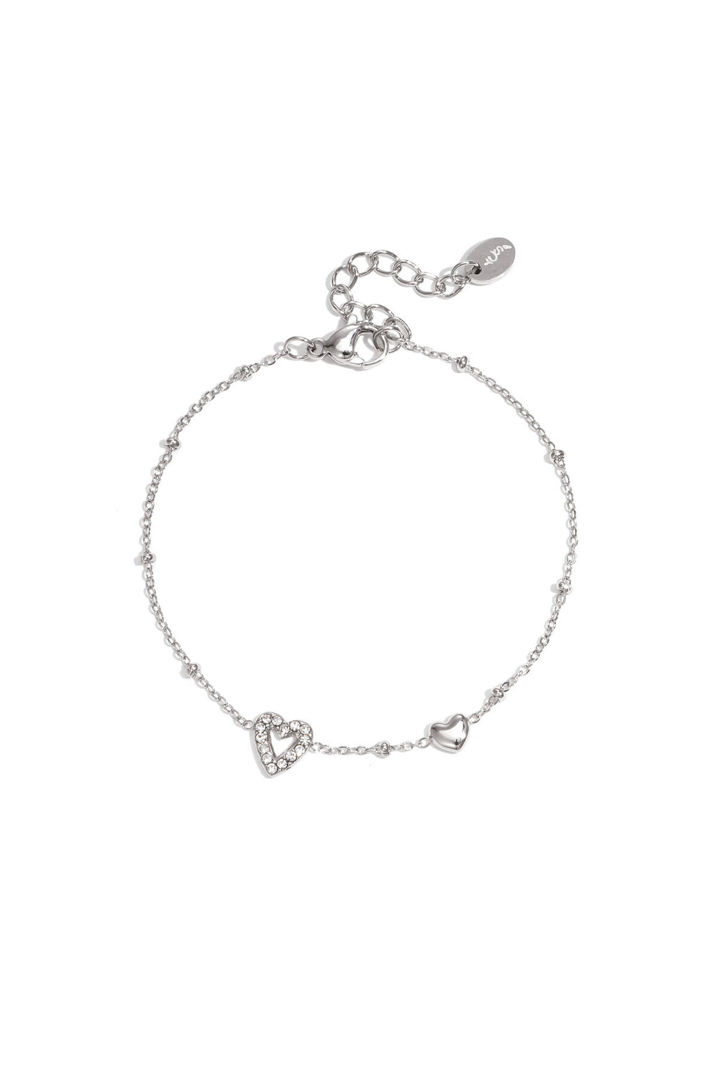 Bracelet orné de cœurs, de pierres colorées et de pois