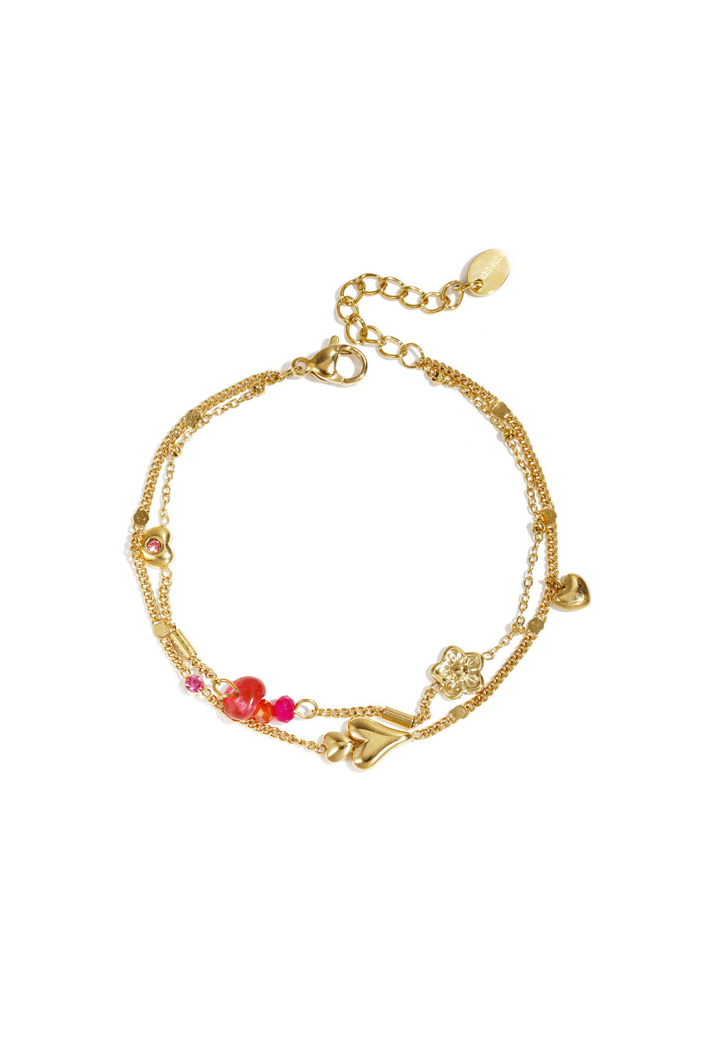 Bracelet orné de cœurs de fleurs et de perles