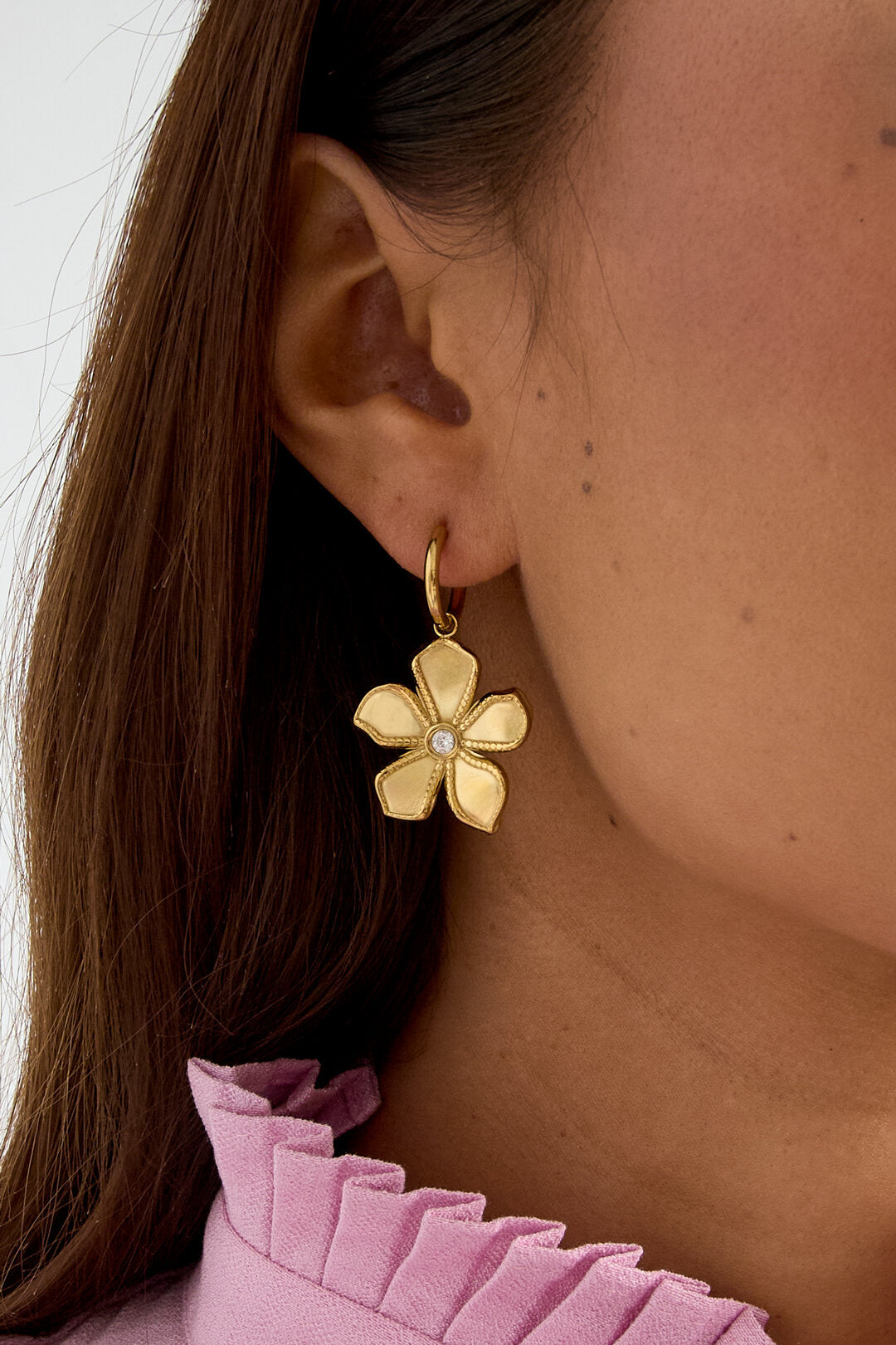 Boucles d'oreilles pendantes en acier inoxydable, motif floral, collection Daily Simple, bijoux pour femmes