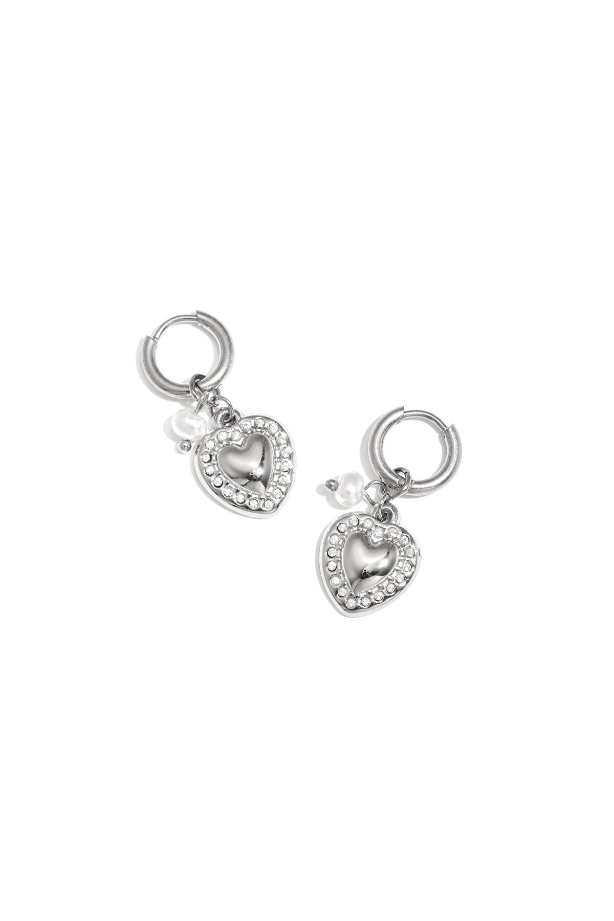 Boucles d'oreilles avec pendentif cœur et perle