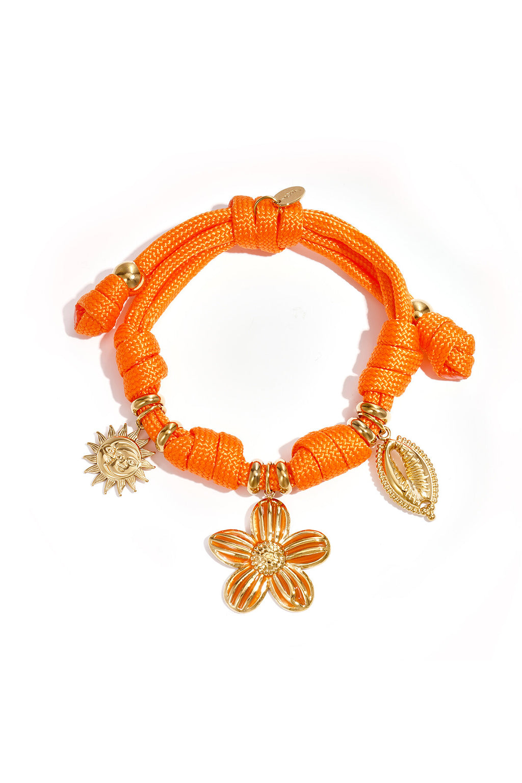 Bracelet en corde avec nœuds et breloques diverses