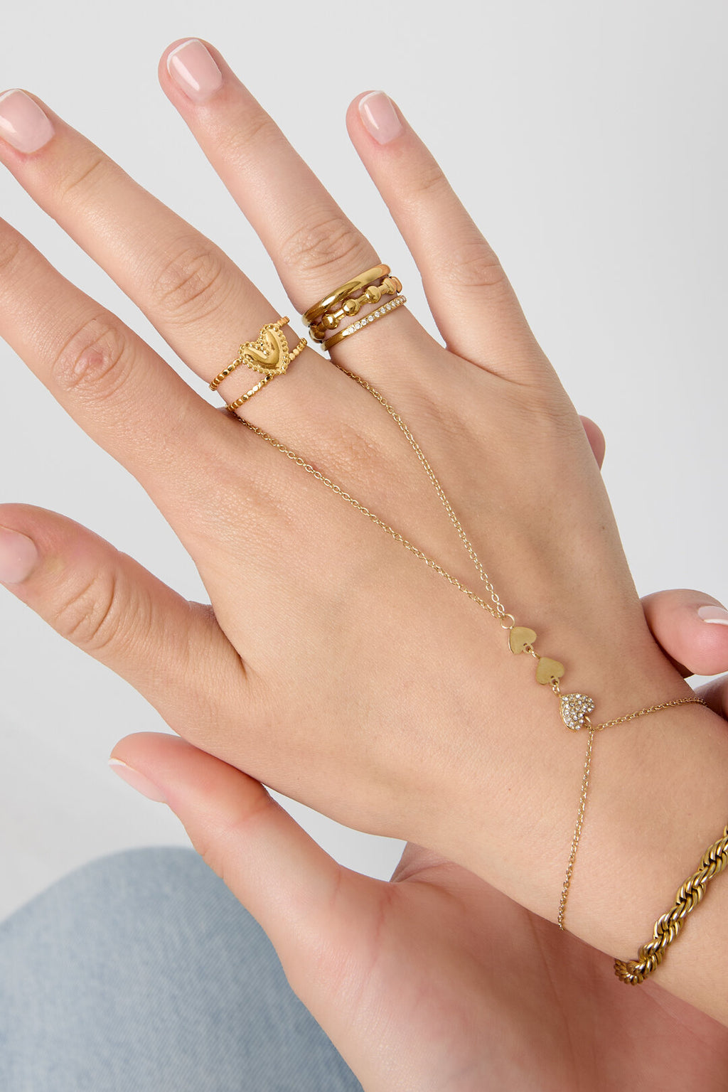 Bague double ajustable avec cœur