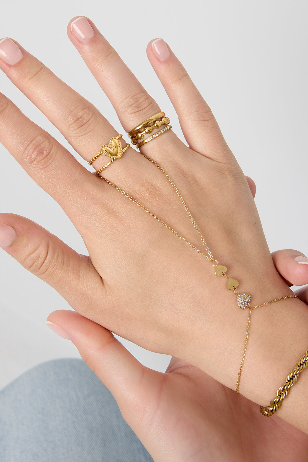 Bague double ajustable avec cœur