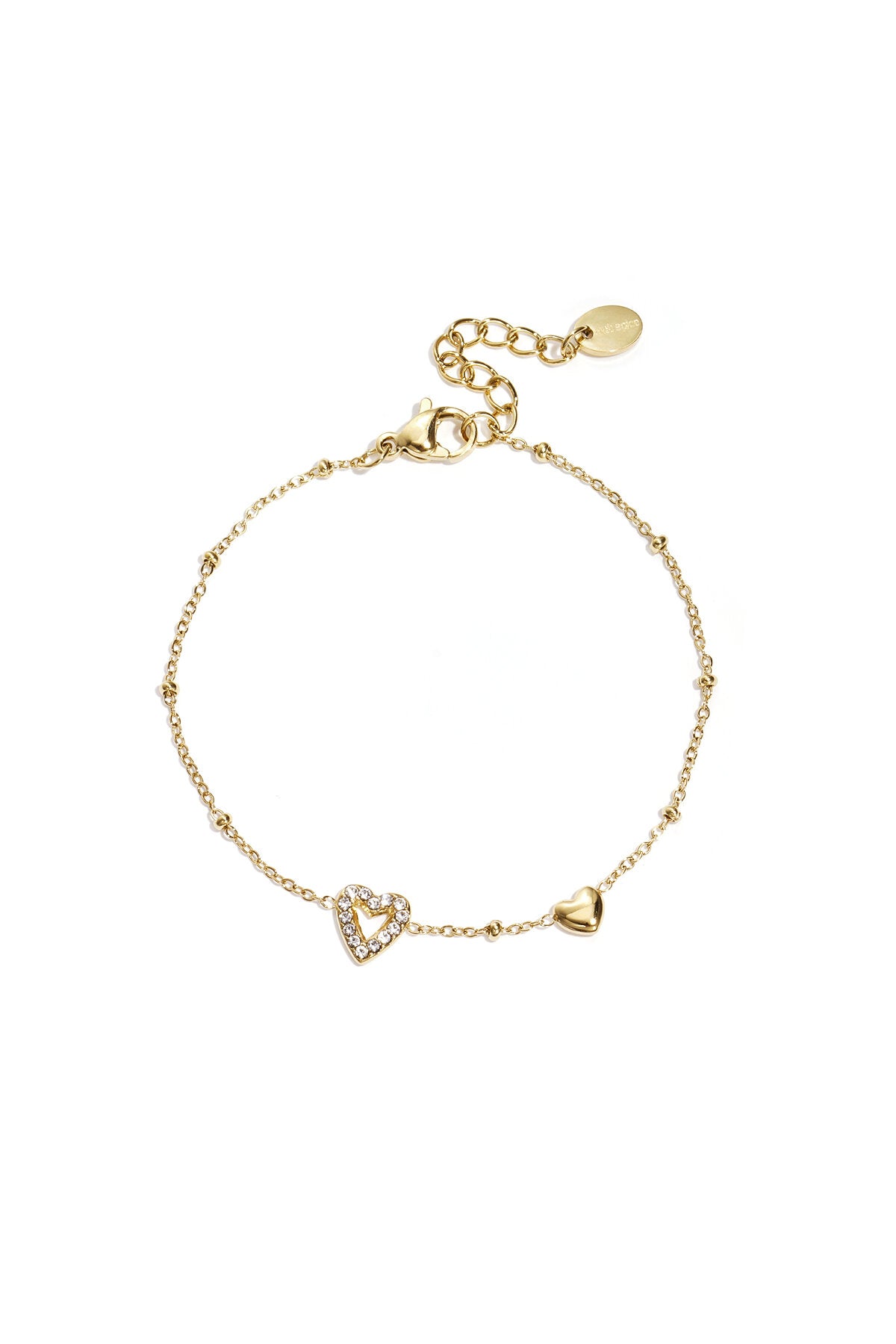 Bracelet orné de cœurs, de pierres colorées et de pois