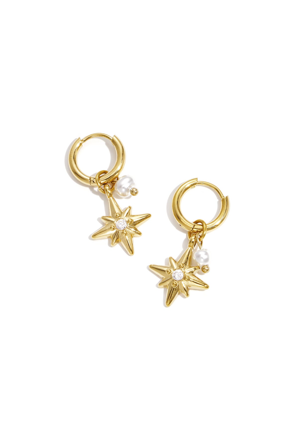 Boucles d'oreilles avec pendentifs en perle et en étoile