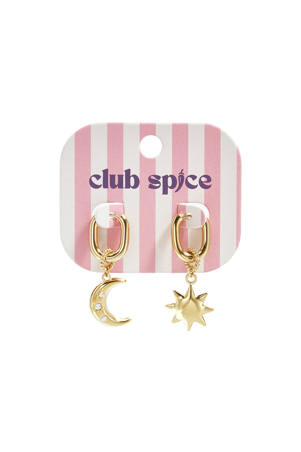 Boucles d'oreilles squovales avec lune et étoile