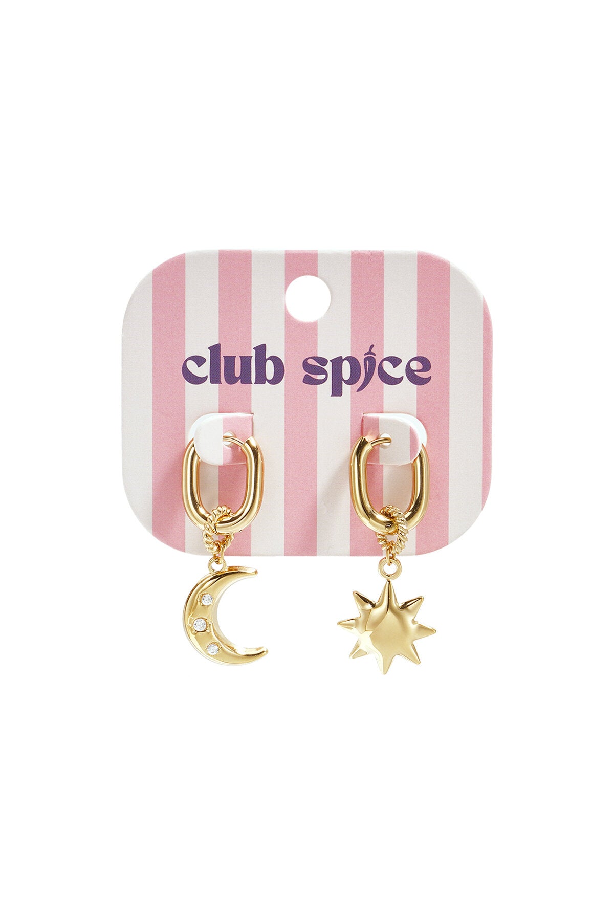 Boucles d'oreilles squovales avec lune et étoile