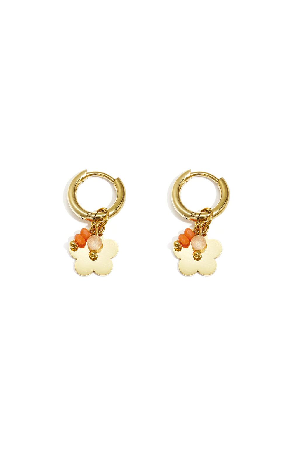 Boucles d'oreilles avec fleur pendante et perles