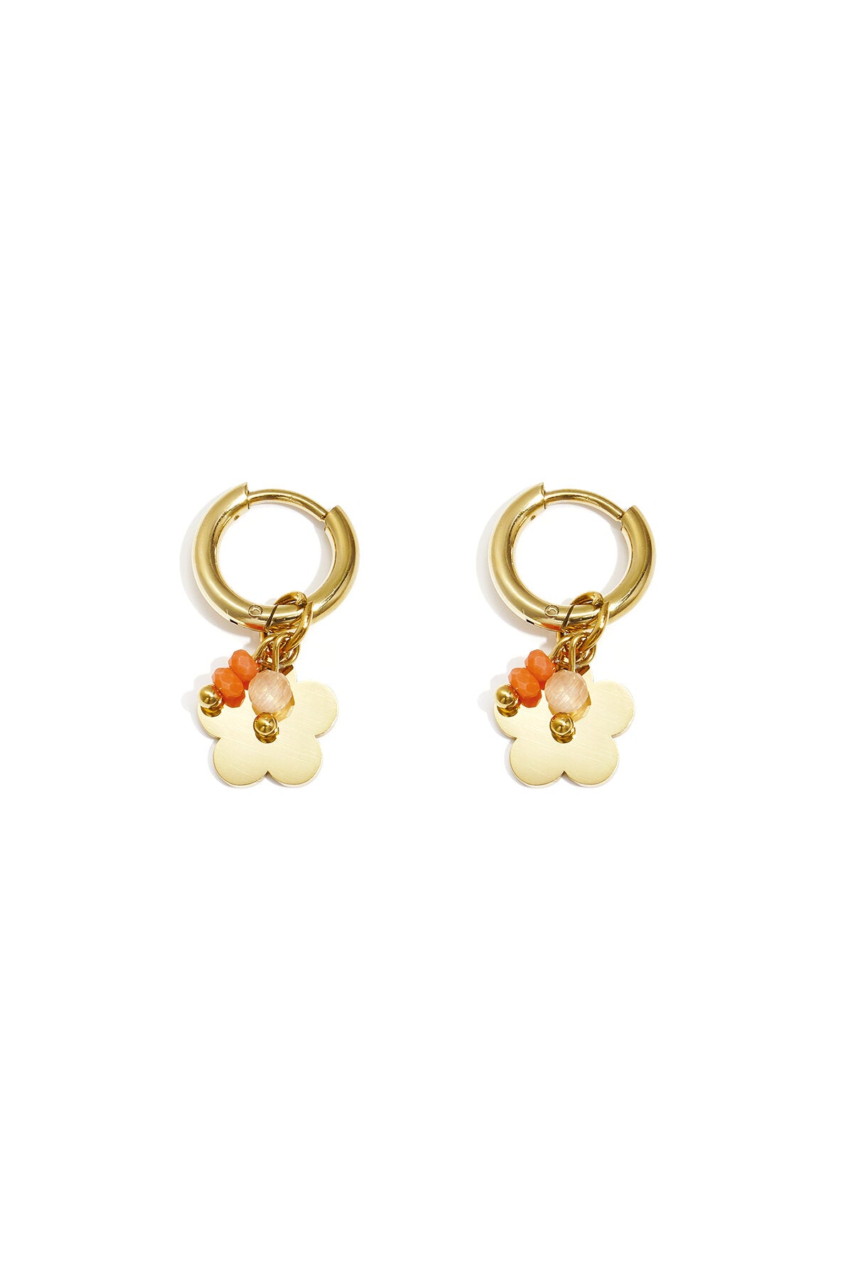 Boucles d'oreilles avec fleur pendante et perles