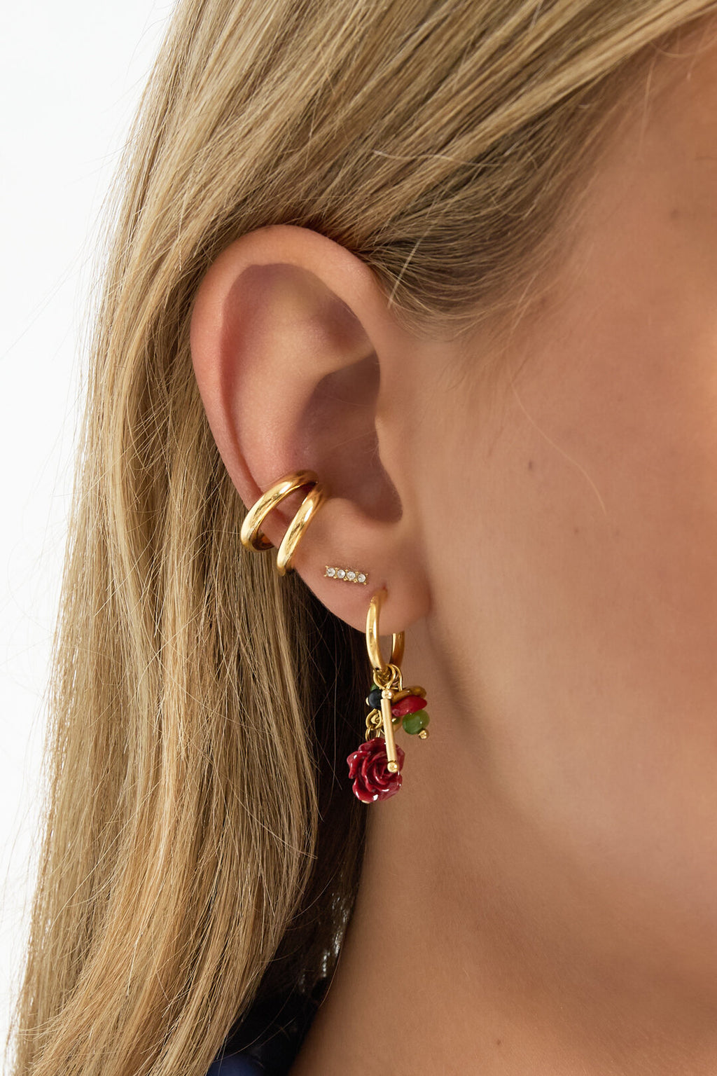 Boucles d'oreilles pendantes en acier inoxydable, style décontracté et simple, série Fleur, bijoux pour femmes