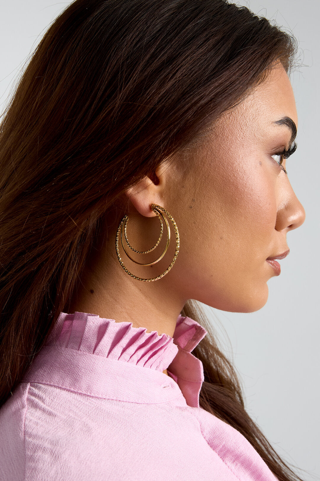 Boucles d'oreilles créoles triples superposées