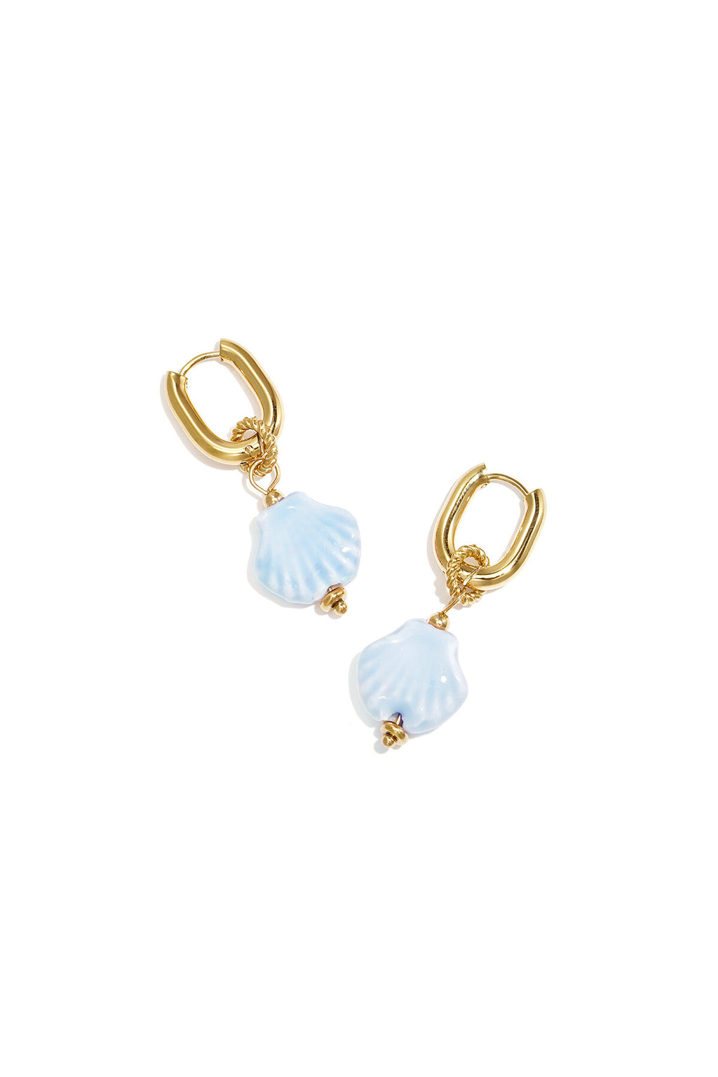 Boucles d'oreilles squovales avec coquillage pendant