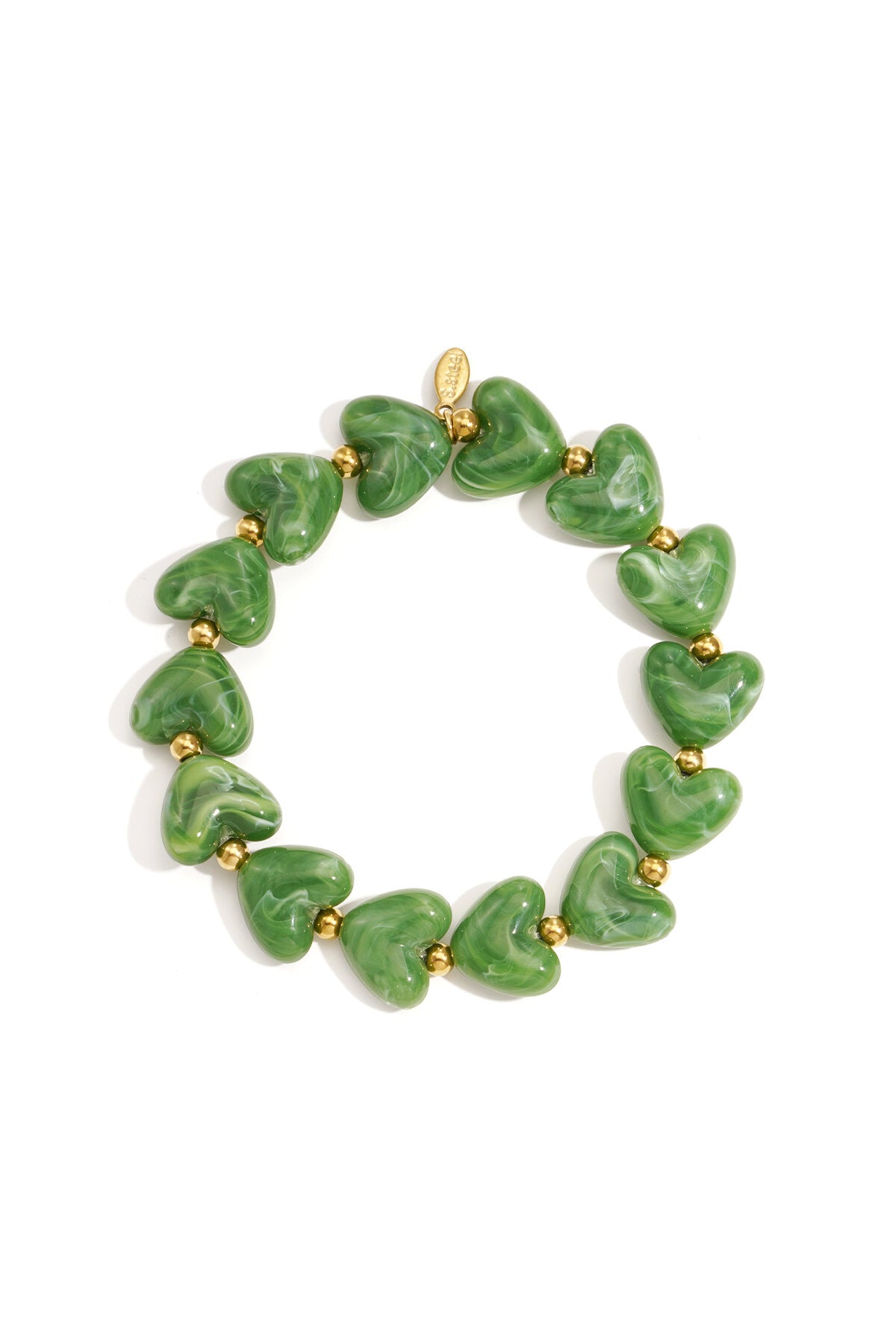 Bracelet élastique en perles en forme de cœur