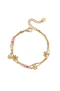 Bracelet double orné de fleurs colorées