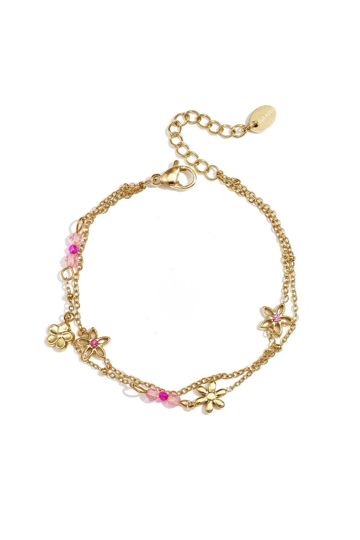 Bracelet double orné de fleurs colorées