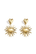 Boucles d'oreilles en forme de cœur avec soleil suspendu