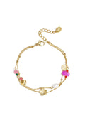 Bracelet à breloques avec cœur, fleur, perle et perles