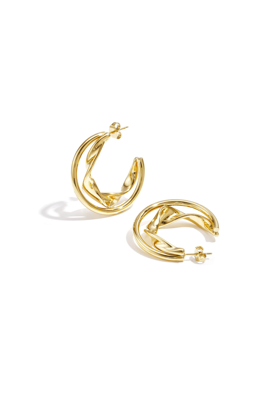 Boucles d'oreilles créoles doubles et épaisses avec détails torsadés