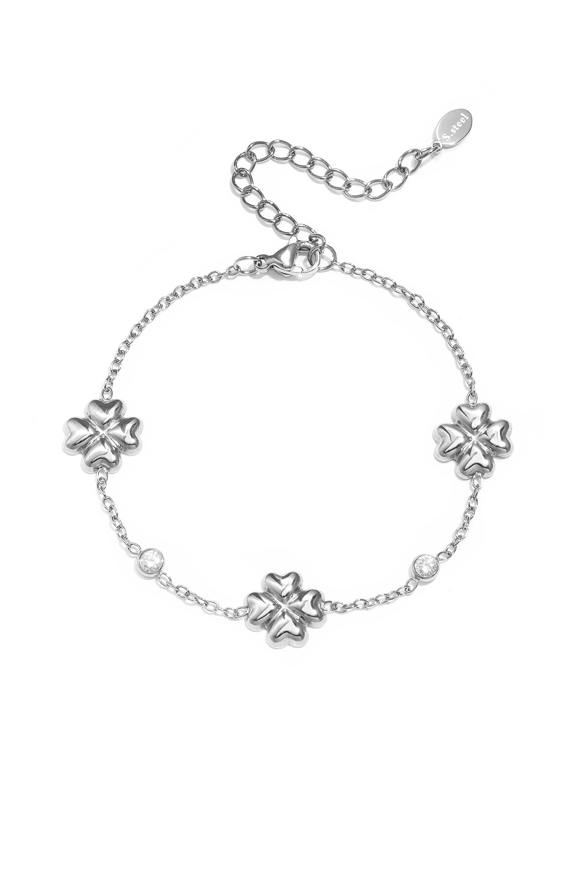 Bracelet trèfle avec pierres alternées