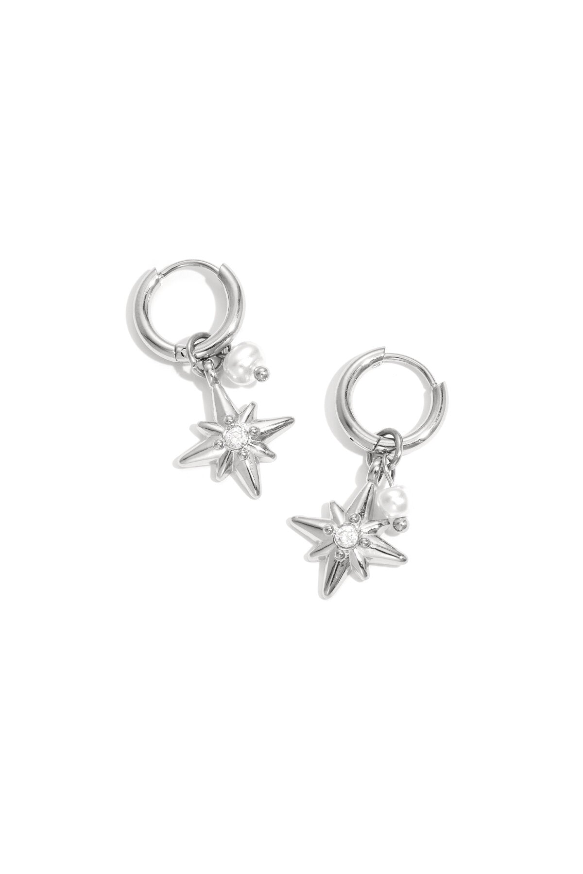 Boucles d'oreilles avec pendentifs en perle et en étoile
