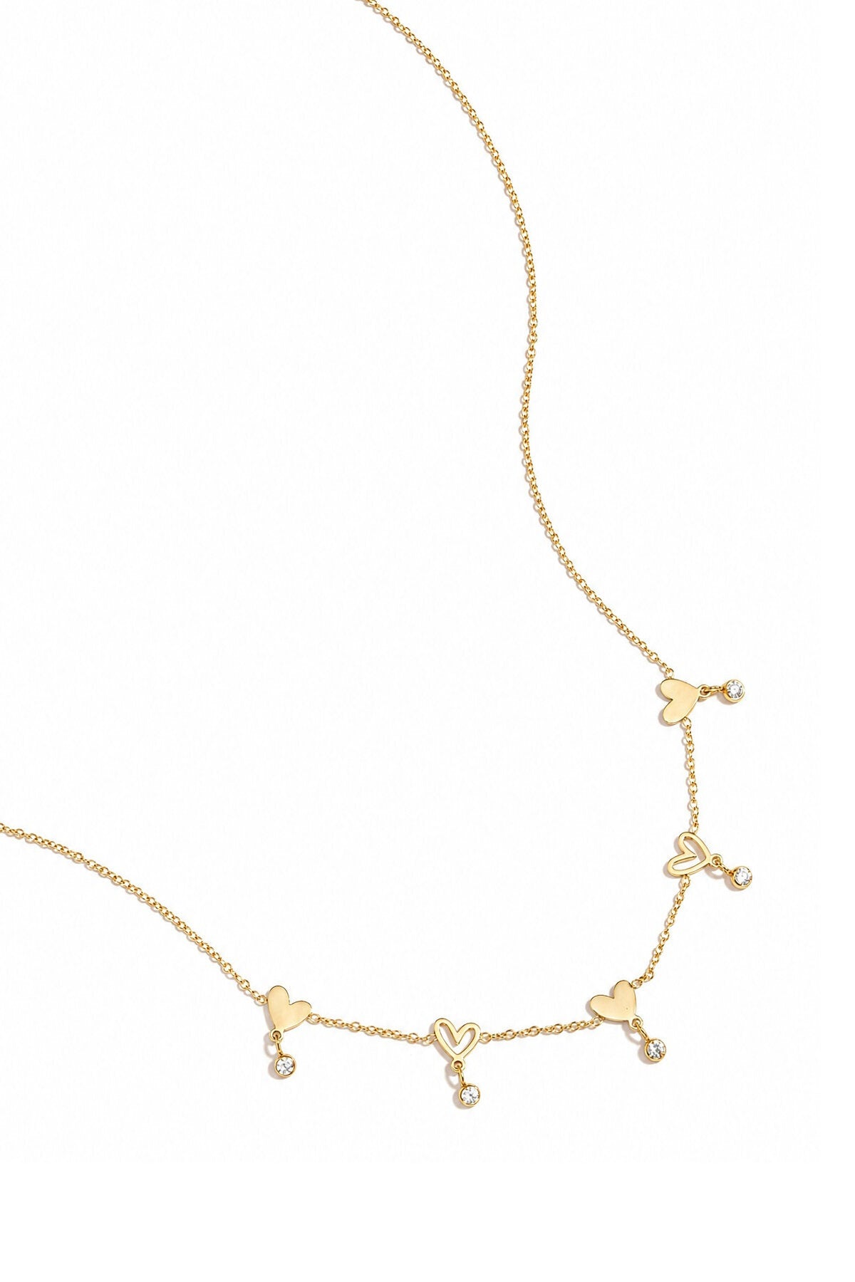Collier orné de cœurs alternés et de pierres pendantes