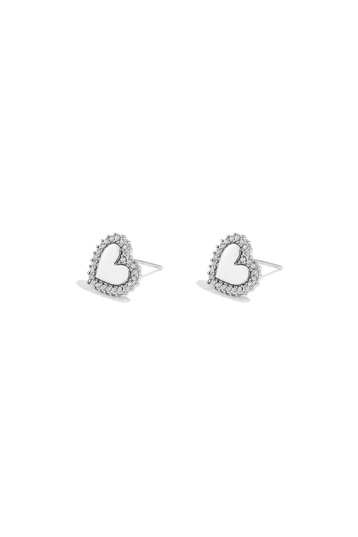 Boucles d'oreilles puces en forme de cœur aux bords sertis