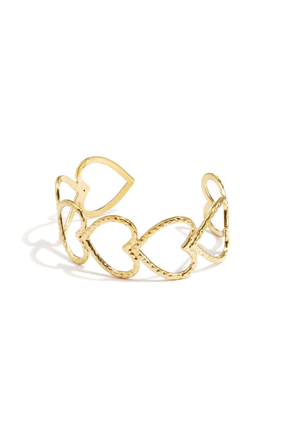 Bracelets manchettes en acier inoxydable, motif cœur, collection décontractée et simple pour femmes
