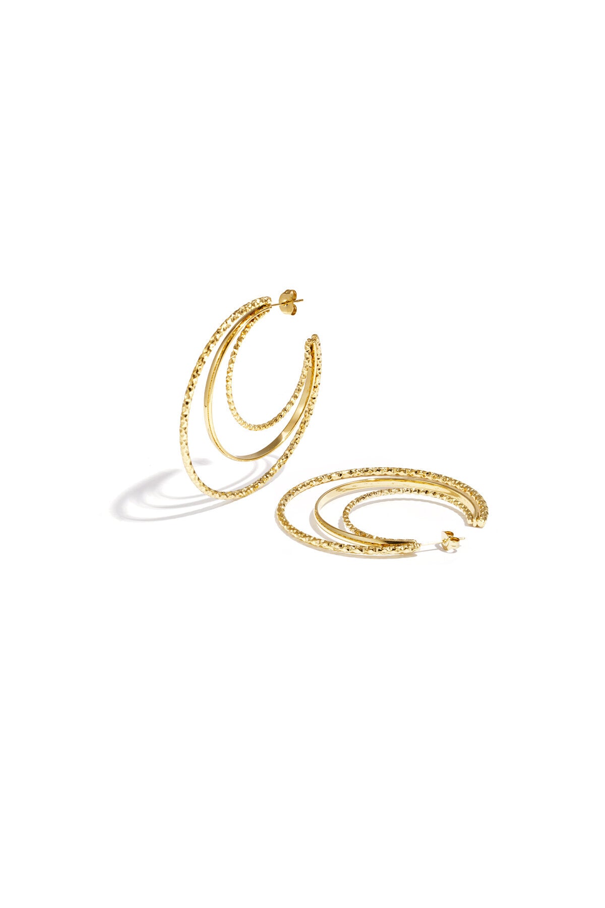 Boucles d'oreilles créoles triples superposées