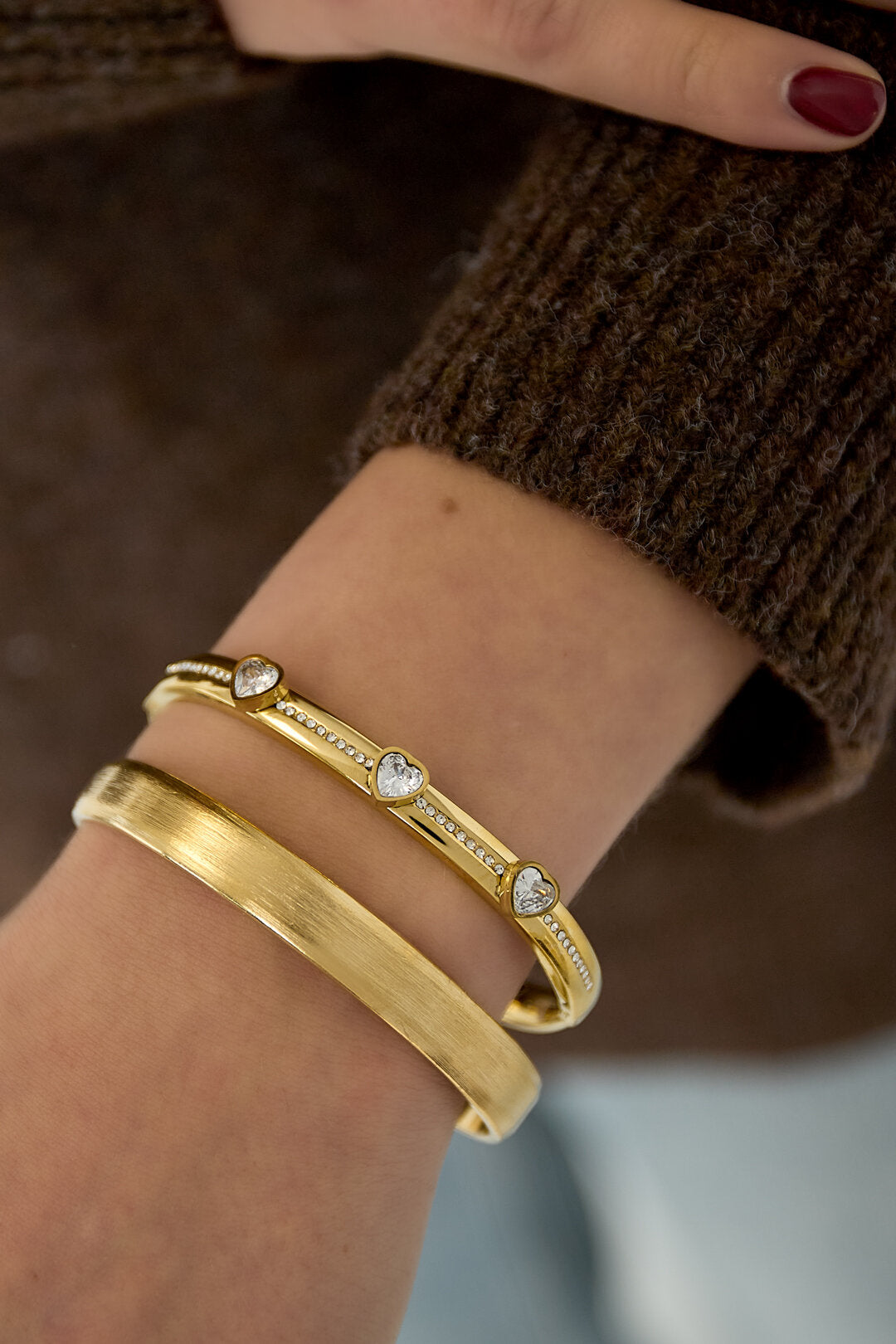 Bracelets en acier inoxydable Cœur Décontracté Quotidien Simple Série Bijoux pour femmes
