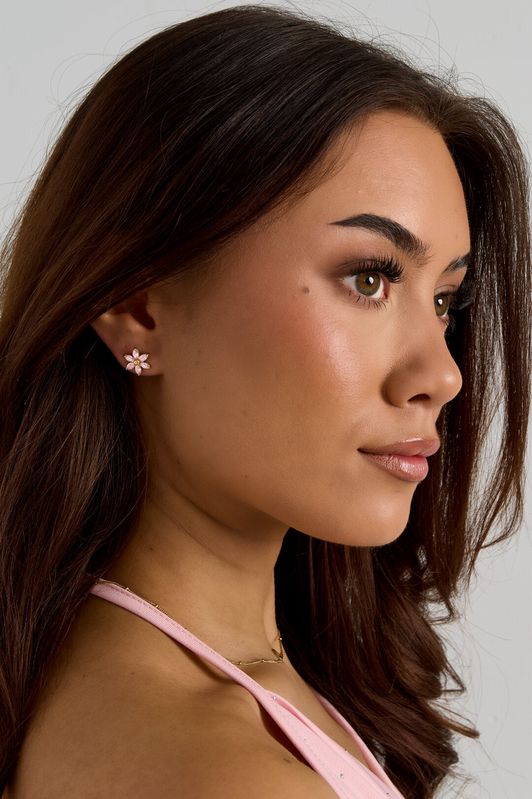 Boucles d'oreilles avec fleur en zircon
